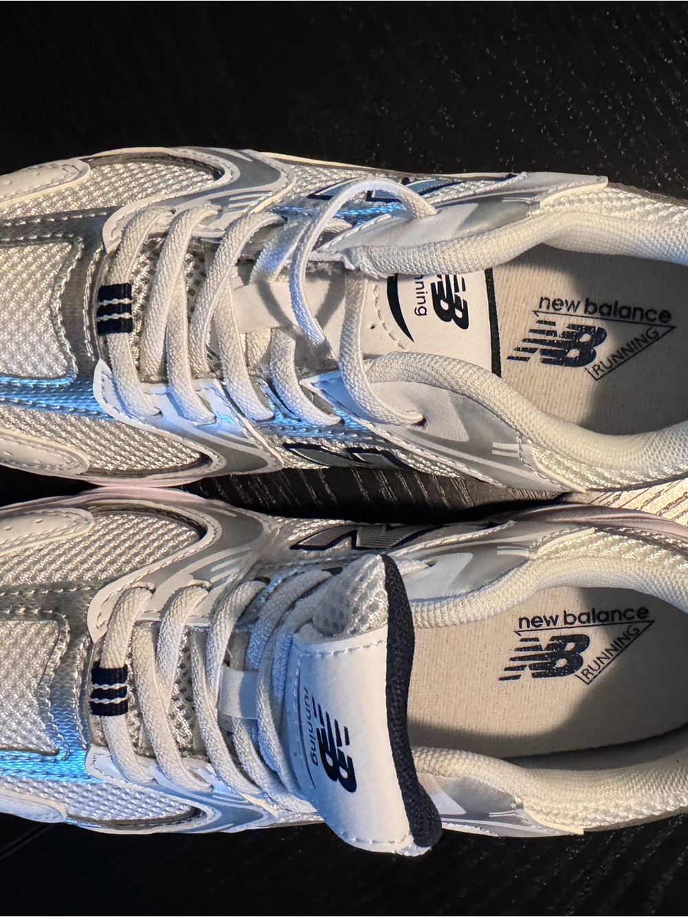 New Balance White/Silver kid’s 530 Bungee Running Shoes